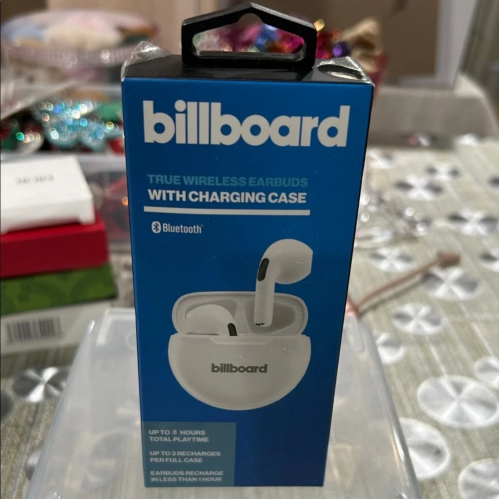 Billboard White True Wireless Earbuds with Charging Case